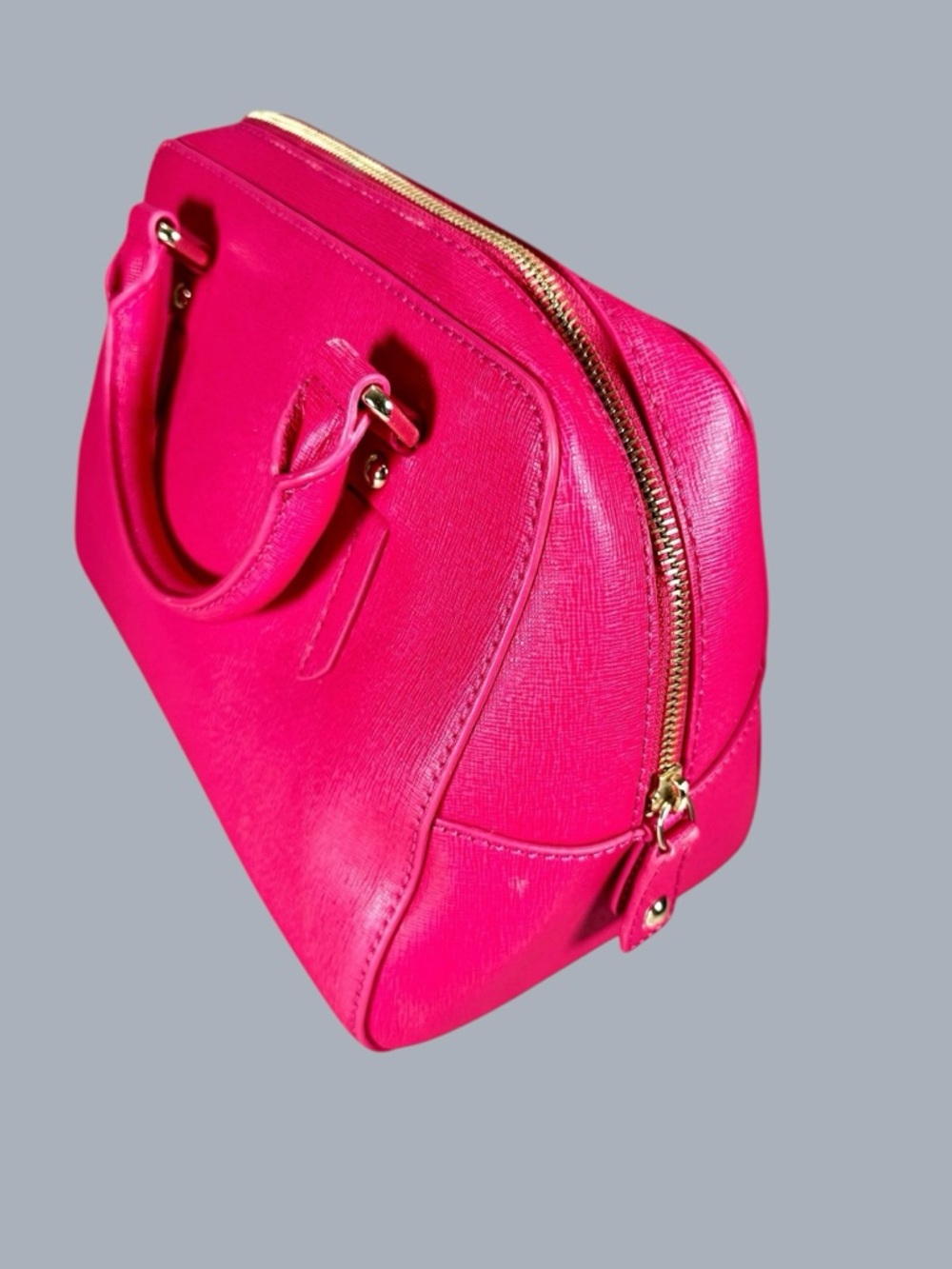Furla Elena Saffiano Leather Satchel Bag in Fuschsia - Picture 8 of 14